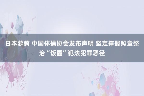 日本萝莉 中国体操协会发布声明 坚定撑握照章整治“饭圈”犯法犯罪恶径