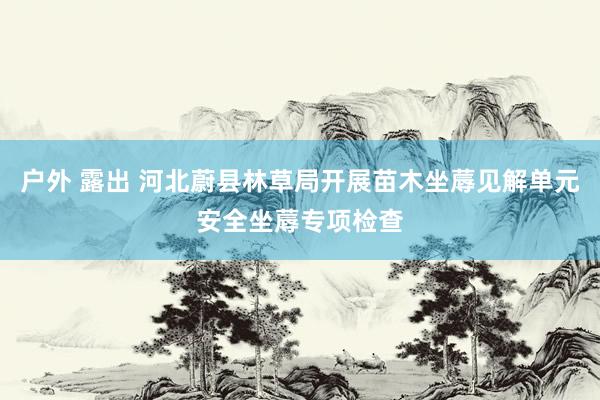 户外 露出 河北蔚县林草局开展苗木坐蓐见解单元安全坐蓐专项检查