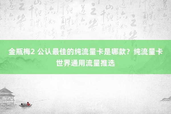 金瓶梅2 公认最佳的纯流量卡是哪款？纯流量卡世界通用流量推选