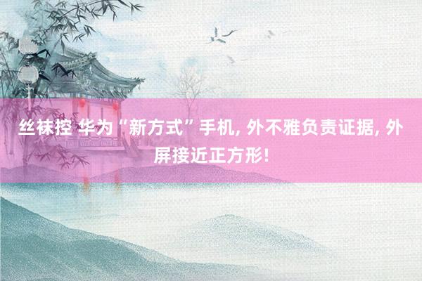 丝袜控 华为“新方式”手机， 外不雅负责证据， 外屏接近正方形!