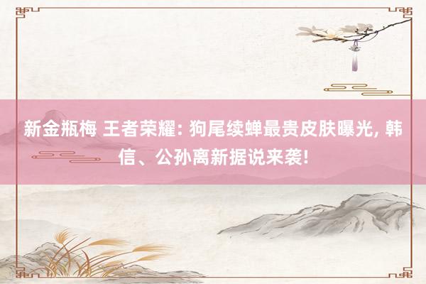 新金瓶梅 王者荣耀: 狗尾续蝉最贵皮肤曝光， 韩信、公孙离新据说来袭!