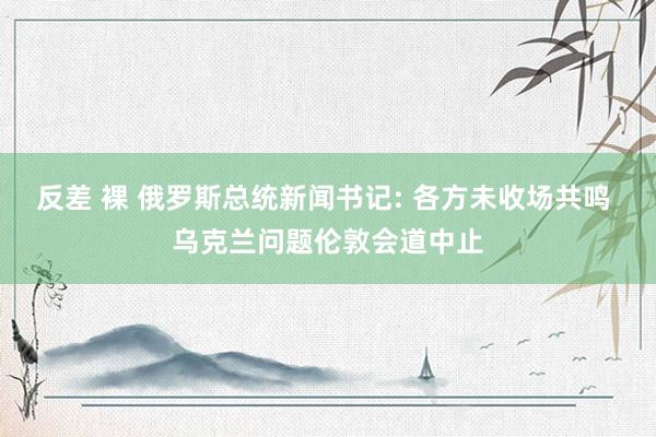 反差 裸 俄罗斯总统新闻书记: 各方未收场共鸣 乌克兰问题伦敦会道中止