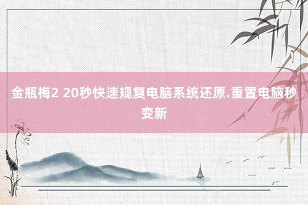 金瓶梅2 20秒快速规复电脑系统还原.重置电脑秒变新